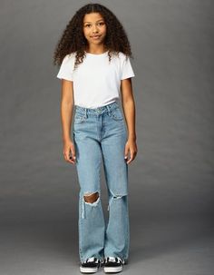 RSQ Girls High Rise Wide Leg Jeans 5th Grade Girls Outfits For School, Cute School Outfits For Middle School, Penny Outfits, Lucy Outfits, Wide Jeans Outfit, Denim Photoshoot, Clothes For Teens, Style Types, Jeans Outfit Winter