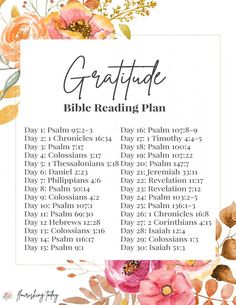 a printable bible reading plan with flowers