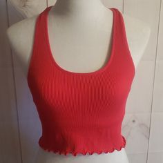 Pink By Victoria's Secret New W/O Tag Never Worn Ribbed Crop Top Built In Bra Super Stretchy Color: Red 92% Polyamide 8% Elastane Ribbed Crop Top, Victoria's Secret Pink, Secret Pink, Red Color, Victoria Secret Pink, Pink Ladies, Victoria's Secret, Crop Top, Womens Tops