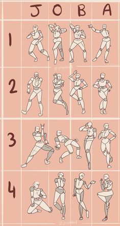 an illustrated guide to drawing people in different poses and body shapes, with the numbers on each