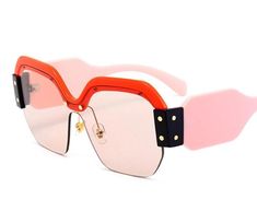 Rimless colorful oversized sunglasses Modern Shield Sunglasses For Spring Party, Chic Multicolor Sunglasses With Gradient Lenses, Chic Pink Shield Sunglasses With Polarized Lenses, Chic Pink Polarized Shield Sunglasses, Modern Sunglasses For Spring Party, Multicolor Casual Sunglasses For Summer, Chic Multicolor Tinted Sunglasses, Casual Multicolor Sunglasses For Summer, Modern Red Cat Eye Sunglasses For Summer