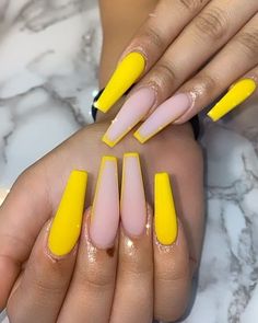 Acrylic Nails Yellow, Bright Summer Acrylic Nails, Dope Nail Designs, Acrylic Nails Coffin Short, Summer Acrylic Nails, Pink Acrylic Nails, Yellow Nails