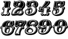 black and white font with numbers in the style of doodles on a white background