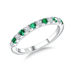 PRICES MAY VARY. Sterling Silver Band Rings for Women: This emerald band ring is crafted from hypoallergenic 925 sterling silver and plated with thick rhodium to give extra shine, not easy to fade or turn green, great for sensitive skin and very comfortable to wear Emerald Rings for Women: This emerald ring desgin half eternity round look of sparkling, set with created emerald and 5A cubic zircoina in a slim, half-eternity gemstone ring that can be worn alone or stacking with your engagement rin Cheap Stackable Crystal Ring For Anniversary, Emerald Band Ring, Engagement Rin, Emerald Eternity Band, Stackable Birthstone Rings, Rings Eternity, Emerald Wedding Band, Emerald Band, December Birthstone Ring