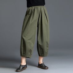 Type: Pants Material: 100% Cotton Season:Autumn,Spring,Winter Style:Casual, Daily Waist type:Natural Silhouette: Loose Size:M, L, XLM Length: 82.00 cm/ 32.28 " Waist: 64.00-80.00 cm/ 25.20-31.60 " Hip:120.00 cm/ 47.24 " Thigh: 88.00 cm/ 34.65 ''L Length: 82.50 cm/32.48 " Waist: 72.00-88.00 cm/ 28.35-34.65 " Hip:124.00 cm/ 48.82 " Thigh: 90.00 cm/ 35.43 ''XL Length: 83.00 cm/ 32.68 " Waist: 80.00-92.00 cm/ 31.50- 36.22 " Hip:128.00 cm/ 50.39 " Thigh: 92.00 cm/ 36.22 '' Non-stretch Khaki Cargo Pants, Khaki Wide Leg Pants With Elastic Waistband For Fall, Fall Wide Leg Khaki Pants With Elastic Waistband, Khaki Bottoms With Elastic Waistband For Fall, Casual Ankle-length Harem Pants For Spring, Casual Ankle-length Spring Harem Pants, Khaki Harem Pants With Elastic Waistband For Fall, Casual Non-stretch Harem Pants For Fall, Khaki Ankle-length Harem Pants For Fall