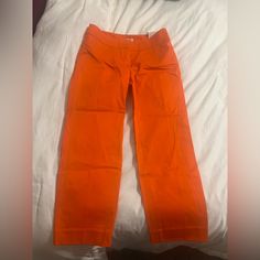 Women’s Ann Taylor Loft Orange Marissa Cropped Pants Size 00 Nwt Orange Straight Leg Work Pants, Fitted Cotton Work Pants For Summer, Orange Ankle-length Work Pants, Orange Ankle-length Pants For Work, Fitted Ankle-length Capris With Pockets, Fitted High-waisted Work Pants For Spring, Orange Ankle-length Workwear Pants, Orange Straight Pants For Workwear, Cotton Capris For Workwear In Straight Style