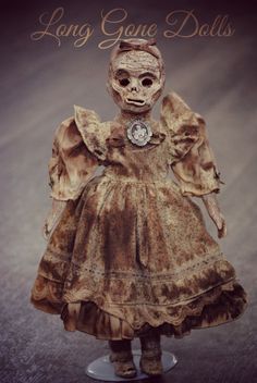 a creepy doll with long gone dolls on it's head