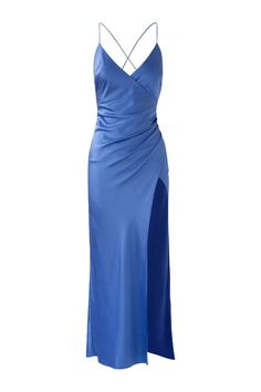 The Elle Silk Midi Dress in Royal Blue is cut to a figure-accentuating fit with a thigh-high side split. Finished with a cross-over design, pleated detailing and thin adjustable straps. Model is 176cm tall and wears a size 6.Fits true to size. - 93% Silk 7% Viscose- Cross-over V-neckline- Adjustable Straps- Cross-over Skirt- Pleated Detailing- Self-lined Bust Cocktail Party Wedding, Skirt Pleated, Gala Dinner, Dresses Royal, Royal Blue Dresses, Silk Midi Dress, Side Split, Thigh High, Halter Formal Dress