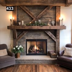 Gorgeous Reclaimed Wood Beam Fireplace Mantel With Wooden Corbels 179 - Etsy Wood Beam Fireplace, Beam Fireplace, Reclaimed Wood Beams, Wood Beam, Farmhouse Fireplace, Faux Fireplace, Fireplace Remodel, Home Fireplace, Fireplace Makeover