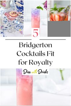 Collage of 4 bridgerton cocktails. Bridgerton Recipes, Bridgerton Drink Ideas, Bridgerton Cocktail Recipes, Bridgerton Snacks, Bridgerton Drinks, Bridgerton Food Ideas, Bridgerton Cocktail, Bridgerton Themed Food, Book Themed Cocktails