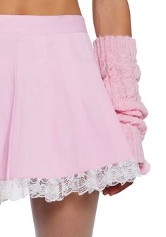 cuz you're one in a million. This pleated skirt has a mid waist fit, a delicate floral lace trim, and a side button zip closure. Coquette Clothing, Sassy Outfit, Sugar Thrillz, Clothing Cute, Cute Heels, Girly Accessories, Pink Outfits, Pink Outfit, Kawaii Fashion