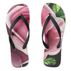 #Pink Rose Flip Flops - #floral #gifts #flower #flowers Personalized Flip Flops, Kids Flip Flops, Hawaiian Beaches, Beach Sandals, Fashion Graphic, Red Gifts, Pink Gifts, Floral Gifts, Floral Style