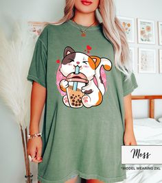 Bubble Tea Tshirt, Cute Cat T-shirt, Boba Milk Tea Shirt, Japanese Culture Tshirt, Boba Tea Tshirt, Best Friend Gift, Cat Tshirt How can I order? 1️) Please review all the information provided before placing an order 2️) Select the shirt type and size. 3️) Select the color of the shirt using the following options. 4️) Need more Items? Add the current item in the cart. And If you like to add more items to your order please press the back button and repeat steps 1-4 again. 5️) Once all your desire Relaxed Fit Crew Neck T-shirt With Cat Print, Casual Short Sleeve T-shirt With Cat Print, Relaxed Fit Cat Print T-shirt With Crew Neck, Kawaii Cartoon Print T-shirt With Relaxed Fit, Graphic Tee With Cat Print And Short Sleeves, Short Sleeve Graphic Tee With Cat Print, Cotton Short Sleeve T-shirt With Cat Design, Kawaii Short Sleeve Top With Cat Design, Short Sleeve Graphic Tee With Cat Design