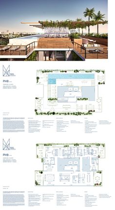 an architectural rendering shows the interior and exterior of a house, with multiple levels to each level