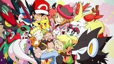 an image of many pokemon characters together