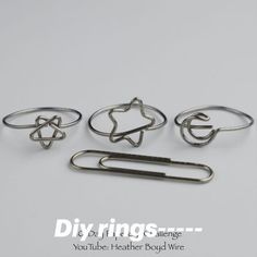 four different types of rings and pins on a white background with the words diywings