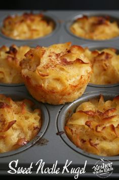 some muffins are sitting in a muffin tin and ready to be eaten