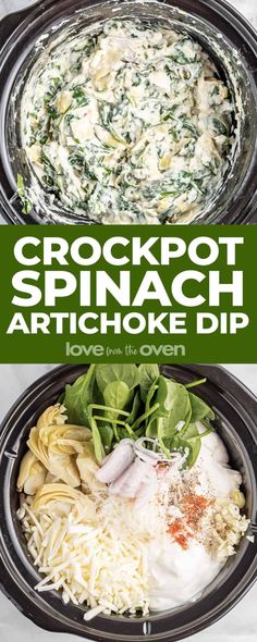 crockpot spinach artichoke dip is the perfect appetizer for any meal