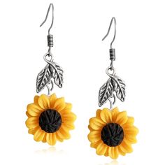 PRICES MAY VARY. ☀☀Sunflower Jewelry: Sunflower symbol of warm and positivity, it always facing to the sun, with so much warm and positive energy, that's what we all appreciate. This sunflower earrings can be as a reminder for you keep smile and full of positive energy. ☀☀Ladies' exquisite handmade accessories sunflower pendant earrings, made of hypoallergenic alloy, healthy and environmentally friendly. 3D sunflower pattern design. ☀☀Size: 1.85" x0.71" (47mm*18mm).Sunflower dangle drop earrings Summer Gift Jewelry With Sunflower Design, Bohemian Summer Jewelry With Sunflower Design, Bohemian Sunflower Design Jewelry For Summer, Bohemian Sunflower Design Summer Jewelry, Summer Gift Jewelry With Flower Decoration, Adjustable 3d Flower Drop Earrings, Summer Flower Decoration Jewelry Gift, Summer 3d Flowers Jewelry, Sunflower Dangle Earrings For Summer