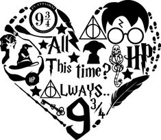 a heart shaped with harry potters symbols