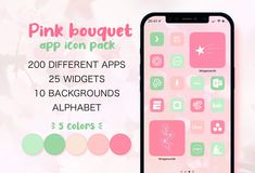 the pink bouquet app icon pack is available for iphones and ipads to use