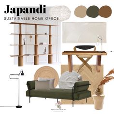 Sustainable Japandi Home Office Mood Board Japandi Furniture