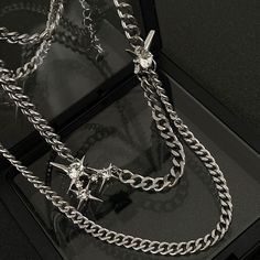 Brand New Newest Style Fashion Crystal Star Double Layer Necklace 2 In Stock Y2k Cybercore, Double Layer Necklace, Layer Necklace, Cross Chain, Crystal Stars, Star Necklace, Girls Accessories, Chain Styles, Layered Necklaces