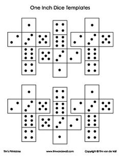 the printable worksheet for one inch dice templates