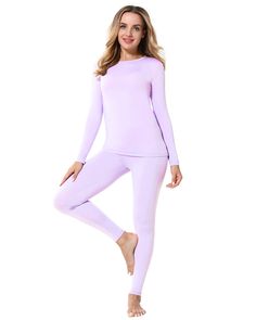 PRICES MAY VARY. 『Lightweight & Warm Keeping』: High skin friendly fabric,smooth,comfortable,lightweight,durable,breathable, snug fit.Thermal underwear for women with fleece lining in nice thickness,gives you warmth without thick or heavyweight layers.No bulkiness,more streamlined look,let you more confident and charming. 『Friendly Skin Touch & Snug Fit』: This silk knit womens long underwear adopt latest four way stretchy with an elastic waistband,perfectly fits your body curves,refuse plump look Soft Long Sleeve Sleepwear, Fitted Long Sleeve Soft Sleepwear, Soft Fitted Long Sleeve Sleepwear, Stretch Long Sleeve Activewear For Relaxation, Stretch Long Sleeve Activewear, Stretch Long Sleeve Sleepwear For Winter, Winter Stretch Sleepwear With Long Sleeves, Solid Long Sleeve Activewear For Relaxation, Solid Long Sleeve Super Soft Sleepwear