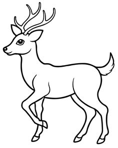 a deer with antlers on it's head is shown in black and white