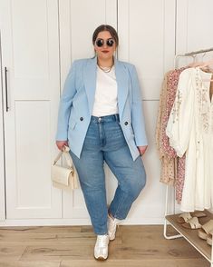 Work Outfits Women Plus Size Summer, Plus Size Nice Outfits, Summer 2025 Trends Fashion, Plus Size Jeans Outfit, Business Casual Plus Size, Plus Size Blazers, Office Fits, Outfit Curvy, Outfits Gorditas