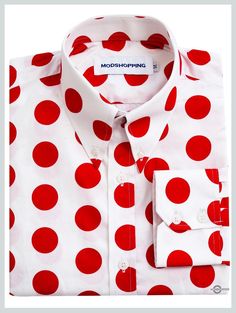 Polka Dot Shirt| Large Red Dot In White Shirt For Man Large Dot Red Dot In White Button-down collar shirt 100% cotton High collar shirt 2 button Notch cuff Dart at the back Double stitching 5 days dispatch time Hand wash or machine wash High Collar Shirts, Shirt For Man, Dot Shirt, Paisley Shirt, White Shirt Men, Custom Made Shirts, Polka Dot Shirt, Summer Jacket, Red Dots