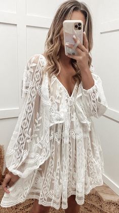 Plus Size Bachelorette Outfit, Short White Boho Dress, Bridal Shower Bride Outfit, Bachlorette Outfit, Shower Dress For Bride, Engagement Party Outfit, Honeymoon Style, Summer Day Dresses