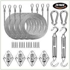 an assortment of wire and hooks on a white background with the words 8 pack written below it