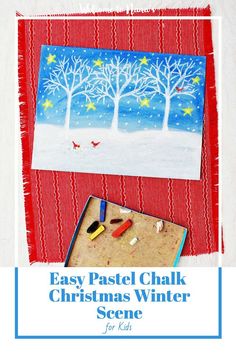 easy pastel chalk christmas winter scene for kids