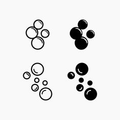 an image of different shapes and sizes of bubbles in black and white on a white background