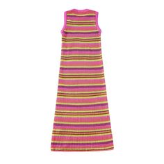 Women Striped Knitted Dress - Multi,M Sweater Dress Maxi, Home Dress Women, Striped Maxi, Striped Sleeve, Knitted Dress, Necklines For Dresses, Pink Maxi Dress, Daily Dress, Evening Gowns Formal