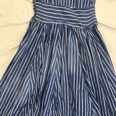 Vintage blue striped Dress 1960s Size: XS Measurements: armpit to armpit: 12.5” top to bottom: 54” Blue Striped Dress, Top To Bottom, Striped Dress, Vintage House, Vintage Dresses, 1960s, Blue