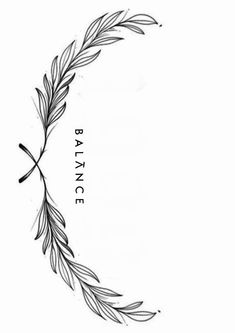 a black and white photo with the words balance written in it's center surrounded by leaves