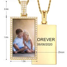 The Photo Necklace with Text on the Back is more than just an accessory—it's a treasured keepsake that embodies both love and courage. The front of the necklace features a custom photo, preserving a special moment or memory, while the back can be engraved with a meaningful message, such as words of love or a reminder to stay courageous.   Material: Copper. Color: Gold, White Gold, Rose Gold. Pendant Size: 25 x 55mm. Process: Gold Plated. Necklace Type: Photo Necklace. Brand: Silviax Jewelr Customized Pendant Jewelry For Keepsake, Customizable Pendant Jewelry For Keepsake, Personalized Square Pendant Jewelry For Mother's Day, Personalized Square Pendant For Mother's Day, Rectangular Keepsake Jewelry For Mother's Day, Customizable Square Pendant Jewelry For Personalized Gift, Personalized Rectangular Pendant Jewelry, Personalized Pendant Jewelry For Father's Day, Rectangular Pendant Locket Jewelry For Keepsake