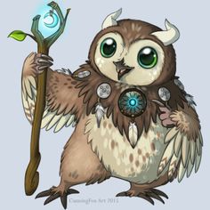 an owl is holding a wand and looking at the camera