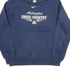 Item is in good used condition. >Size: L >Armpit To Armpit: 22" >Armpit To Cuff: 21" >Collar To Hem: 26" Blue Sportswear Hoodie For Sports, Blue Sports Sweatshirt With Drawstring Hood, Casual Navy Sweatshirt For Sports Events, Cotton Hoodie For Sports Season, Collegiate Blue Hoodie For Streetwear, Blue Collegiate Hoodie For Streetwear, Blue Fleece Sweatshirt With Logo Print, Blue Fleece Sweatshirt With Logo, Blue Sweatshirt For Sports Season