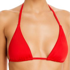 New With Tags Aqua Red Bikini Top - V Neck Red T-back Swimwear For Poolside, Red Halter Neck Swimwear Bra Friendly, Red Halter Neck Bra-friendly Swimwear, Swimsuit Cover Ups, Top Collection, Swim Top, Swimwear Tops, Women Swimsuits, Womens Swimwear