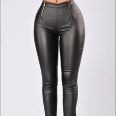 Sexy Leather Pants With Side Pants. It's A Brand New, Perfect For Any Occasions. Sleek Bottoms With Zipper Closure For Night Out, Sleek Fitted Pants For Club Wear, Sleek High-cut Leg Bottoms For Night Out, Sleek Fitted Pants For Club, Trendy High-cut Leg Bottoms For Night Out, Sleek High-cut Leg Bottoms For Party, Fitted Bottoms With Zipper Closure For Club, Edgy High Rise Bottoms For Club, Edgy High-rise Bottoms For Club