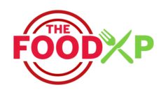 the food xpp logo with fork and knife on it's left hand side