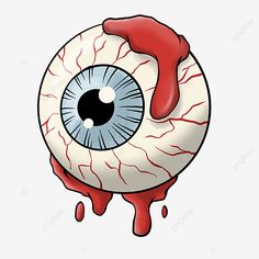 an eyeball with blood dripping down the bottom and inside it, as if to be in