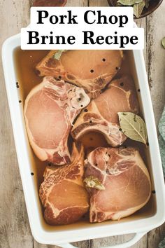 Pork chops in pork chop brine. Quick Pork Chop Brine, Quick Brine For Pork Chops, Easy Pork Chop Brine, Pork Brine Recipe Simple, Pork Chop Brine Recipes Simple