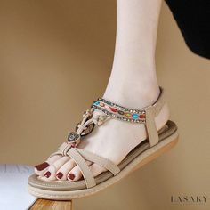 Lasaky - Comfortable Beach Flat Sandals with Water Diamond Embellishments Shoe Sole, Heel Slippers, Shoes Heels Wedges, Workout Shoes, Urban Dresses, Slipper Sandals, Casual Sport Shoes, Boots And Sneakers, Casual Sandals