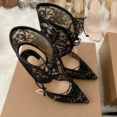 Black Lace Josephine Louboutin Heels, Worn Once. See Photos Shoes Louboutin, Louboutin Heels, Lace Heels, Louboutin Shoes, Christian Louboutin Shoes, Shoes Women Heels, Black Lace, Shoe Laces, Stiletto Heels