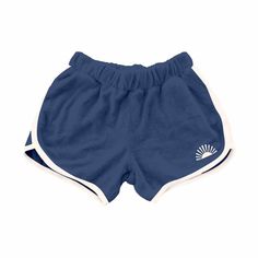 These '80's inspired dolphin shorts are perfect for wearing to the beach, to the park or on your next great adventure. Material: navy loop terry Sunrise embroidery on the lower left leg Made in the USA Sunrise Embroidery, Dolphin Shorts, All Kids, Greatest Adventure, Whales, Short Girls, Blue Shorts, The Park, Dolphins